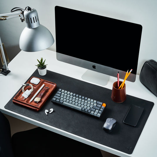 Leather Desk Mat - Stealth Black